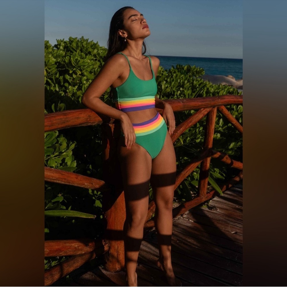 NWT Beach Riot Millie Ribbed Colorblock High
Waisted Swim Bottom - Picture 3 of 11